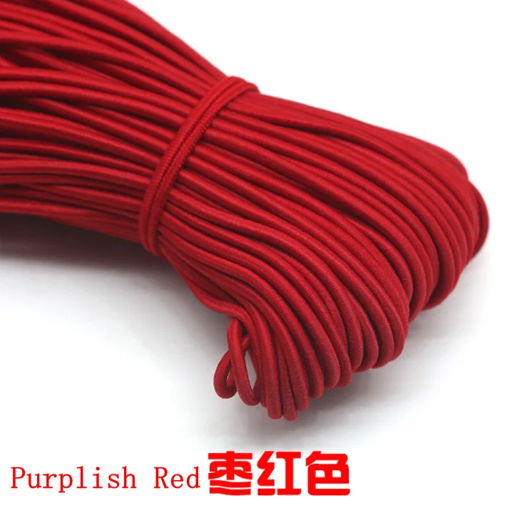 Purplish Red 10 м/лот, 24 цвета, высокое качество, 3 мм, цветная круглая эластичная повязка, резиновая эластичная веревка, ювелирные браслеты, веревка для улицы, веревка, E-2 - Цвет: Purplish Red