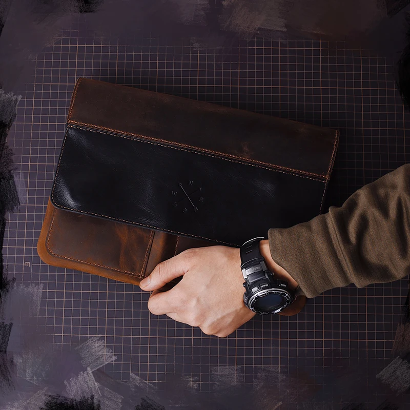 New Design Vintage Handmade Genuine Leather Large Capacity Business Bag Fashion Men's bag leather Laptop bag For Mac12