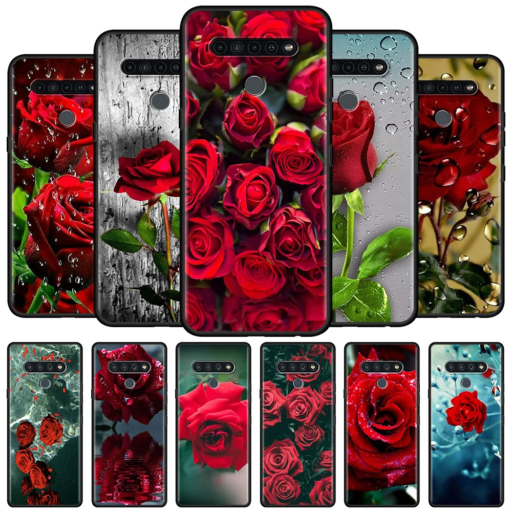 

CellPhone Case For LG K41S K61 K50 G6 K50S G7 K42 K40S K71 K52 K40 G8 K92 Q92 5G Soft TPU Coque Fresh Red Roses Flowers