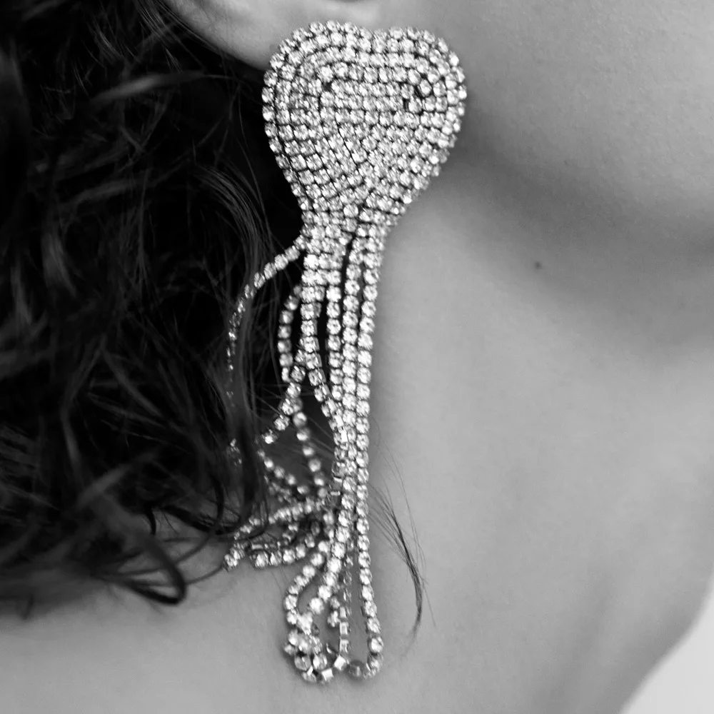 

Za Heart-shaped Rhinestone Lady Party Earrings Wholesale