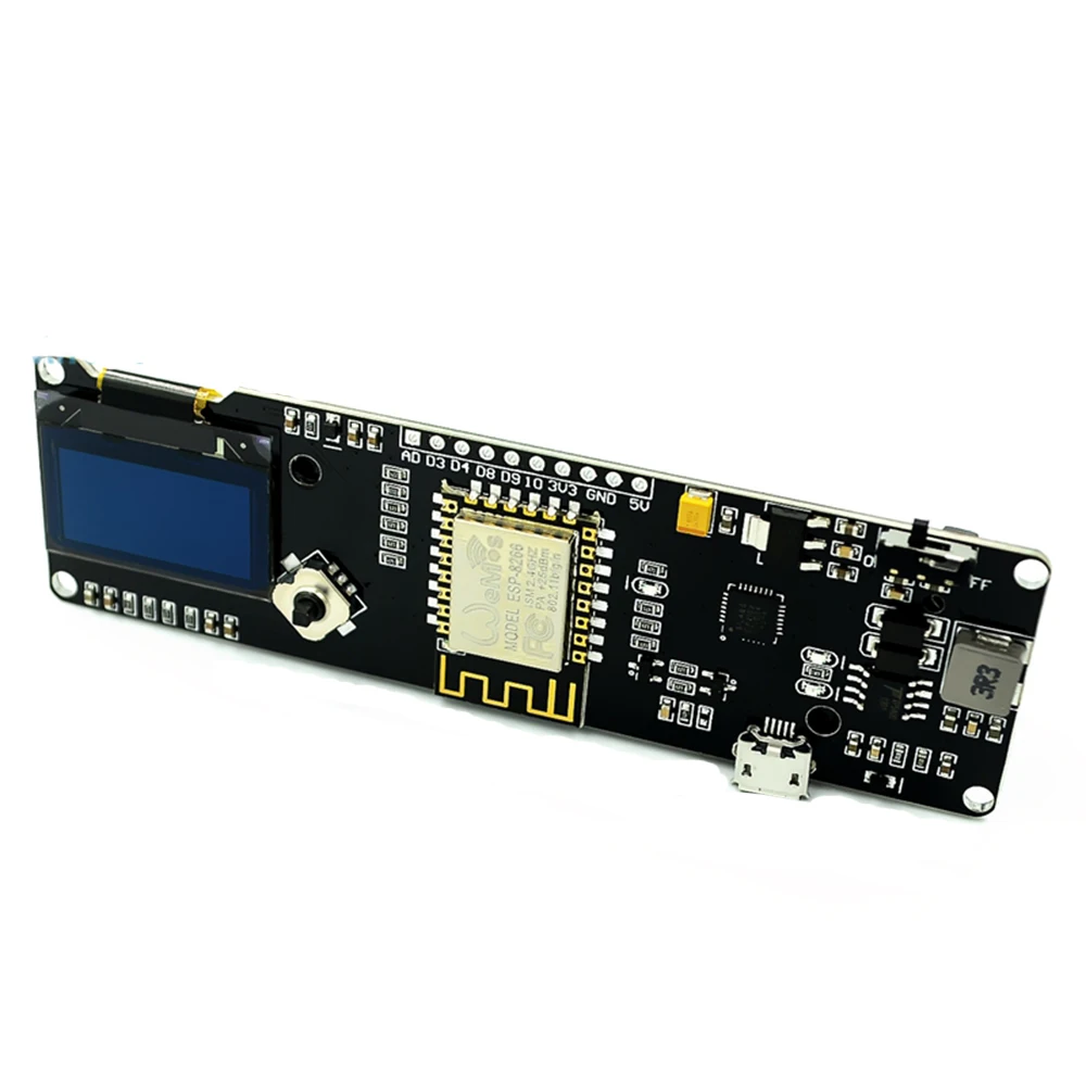 

ESP8266 CP2102 Wireless Bluetooth Development Board, with 0.96 Inch OLED ESP32 WiFi Module and 18650 charging protection