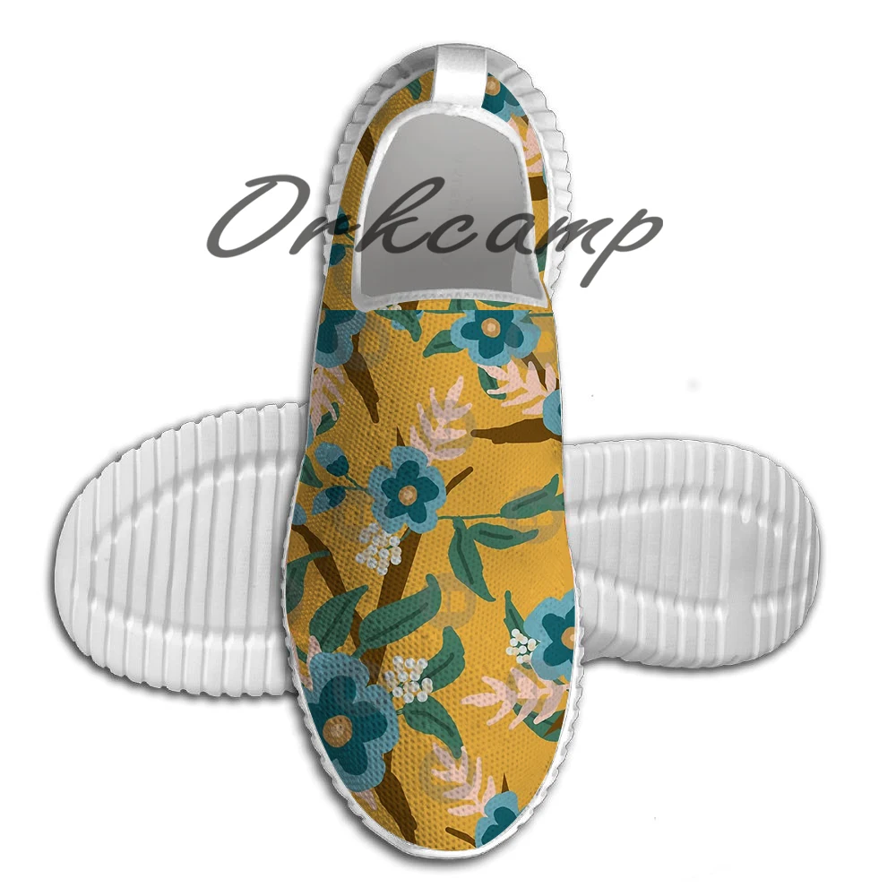 

Sport Running Shoes Yellow Flora Light Weight Walking Shoes Breathable Mesh Yoga Shoes