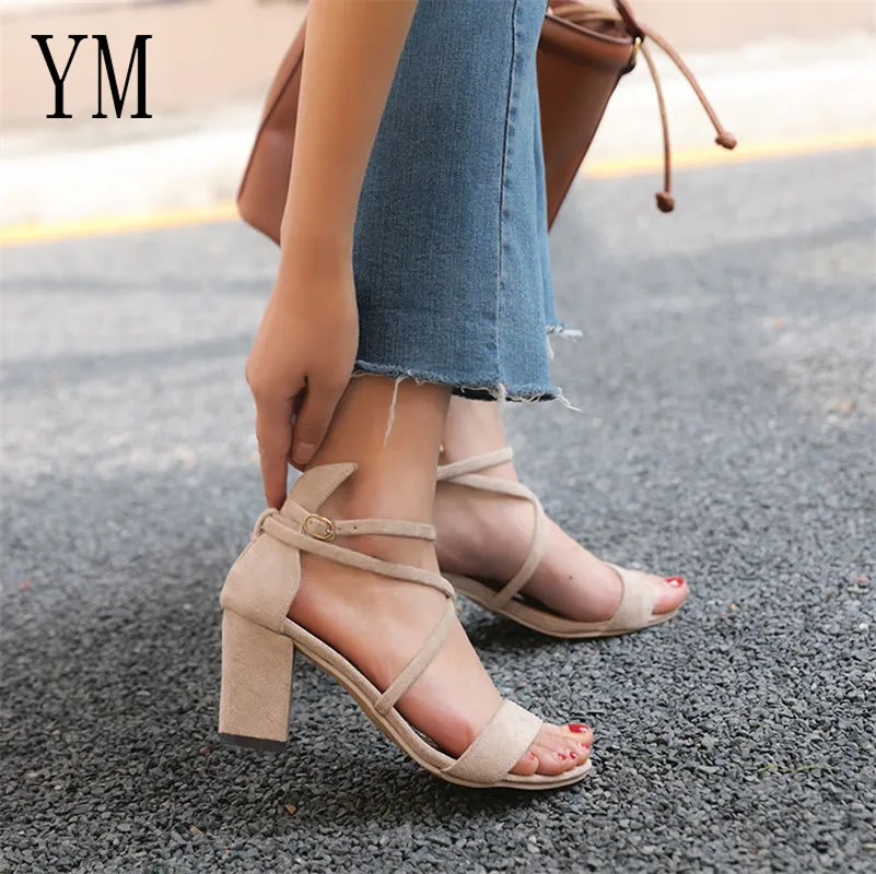 Сандалии женские с перекрестными ремешками на высоком каблуке 4 цвета|Боссоножки