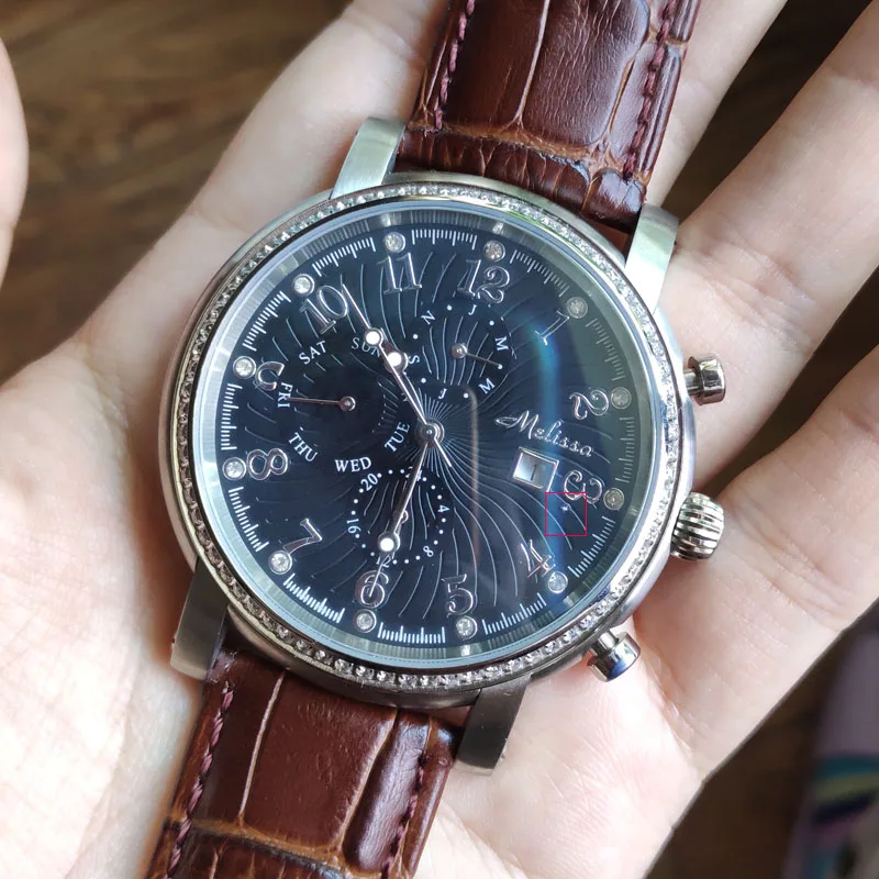 46mm Multifunctions Распродажа! Дефекты царапины демонстрирует образцы выцветает Цвет Julius Для женщин часы Япония кварцевых часов из натуральной кожи Нержавеющая сталь без коробки - Цвет: 46mm Multifunctions