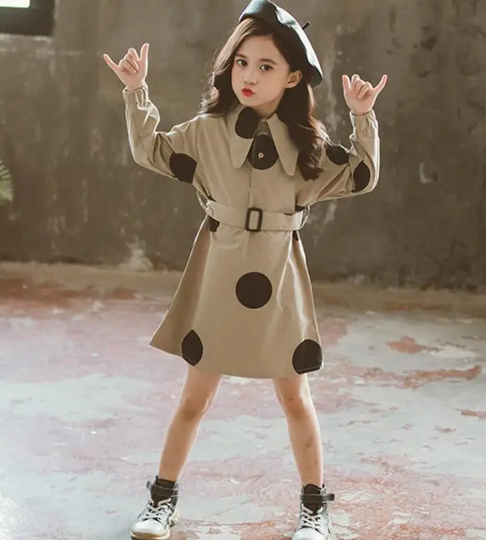 Детское Хлопковое платье с отложным воротником в крупный горошек | Детская