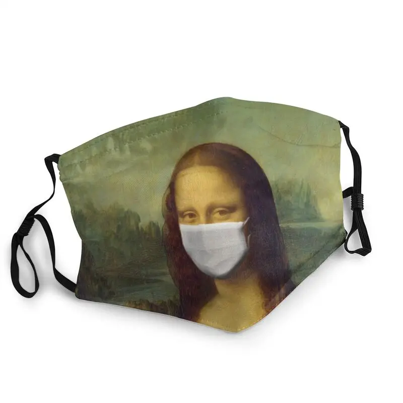 

Funny Mona Lisa Reusable Unisex Adult Face Mask Da Vinci Renaissance Art Lovers Protection Cover Respirator Mouth Muffle