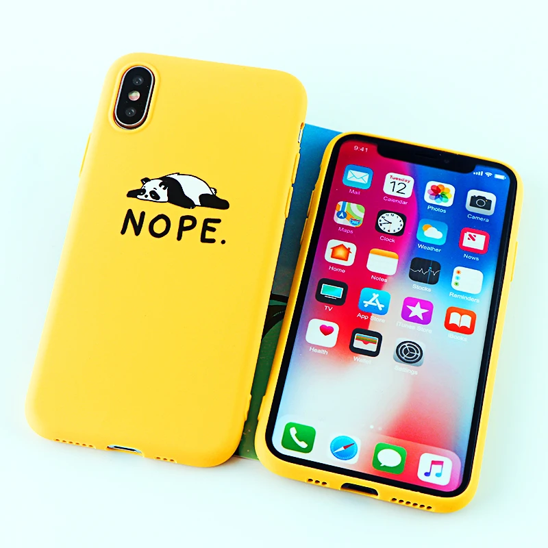 8632-yellow Забавные чехлы для телефонов с пандой для iPhone X XS MAX XR 8 7 6 s Plus, мягкие силиконовые облегающие накладки на заднюю панель - Цвет: 8632-yellow