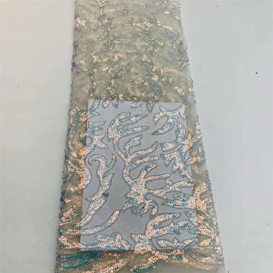 

New sequins African lace fabric with sequins 2020 high-quality French lace fabric, suitable for Nigerian wedding dress ZX36911