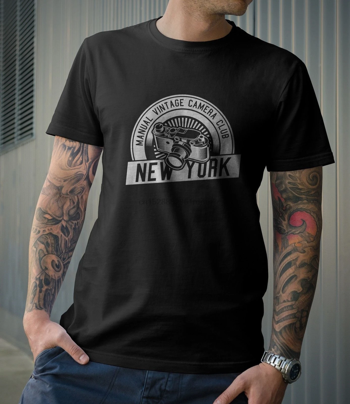 Винтажная Мужская футболка camera Club Нью Йорк для фотографии пленка 100% хлопок Топы