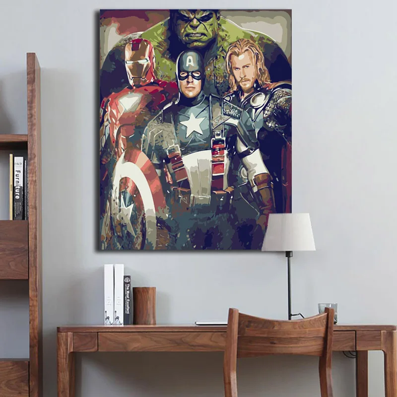 DIY краски по номерам Фигурки Мстителей супергерой Капитан Америка Железный