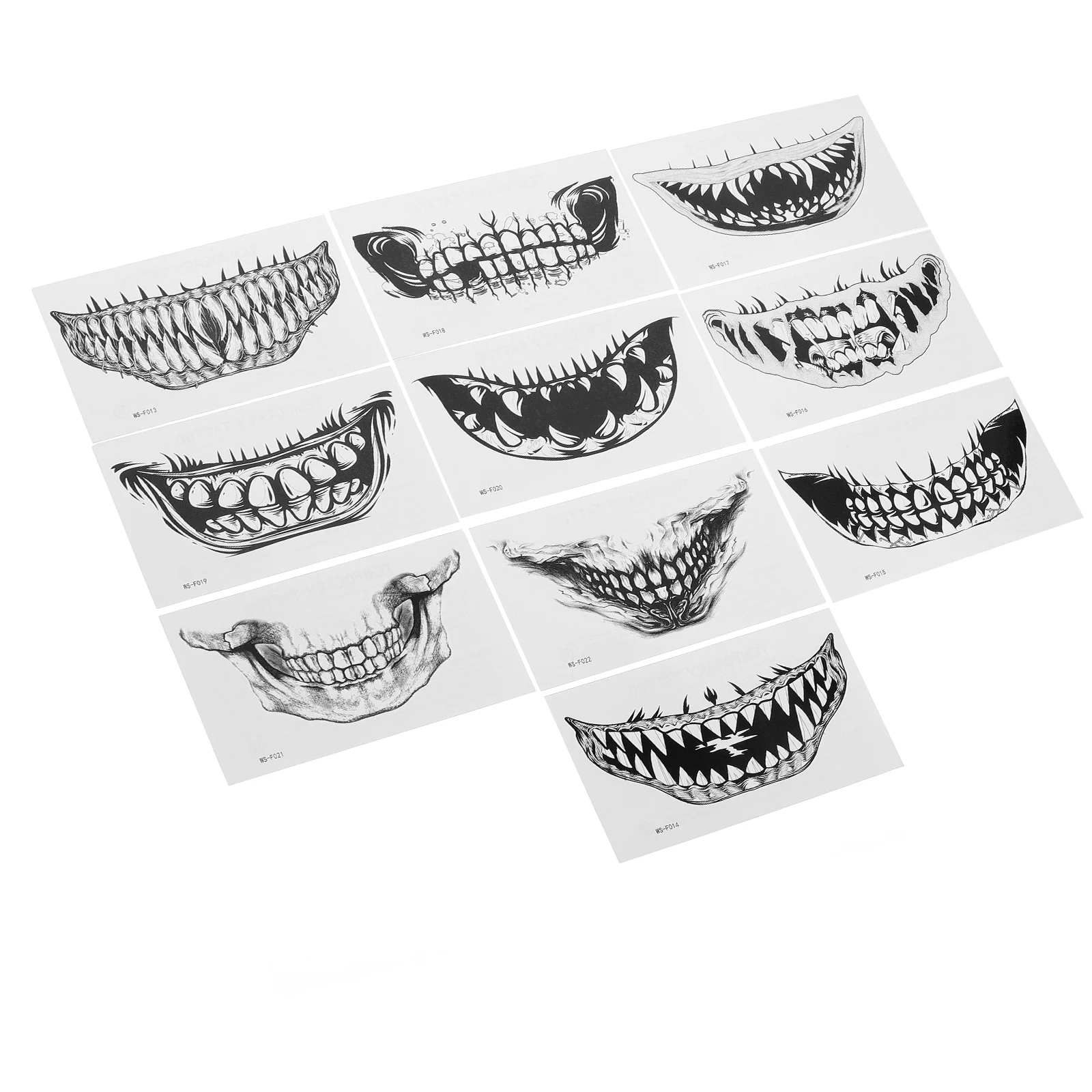 

11pcs Face Tattoos Sticker Mouth Teeth Temporary Tattoos Stickers