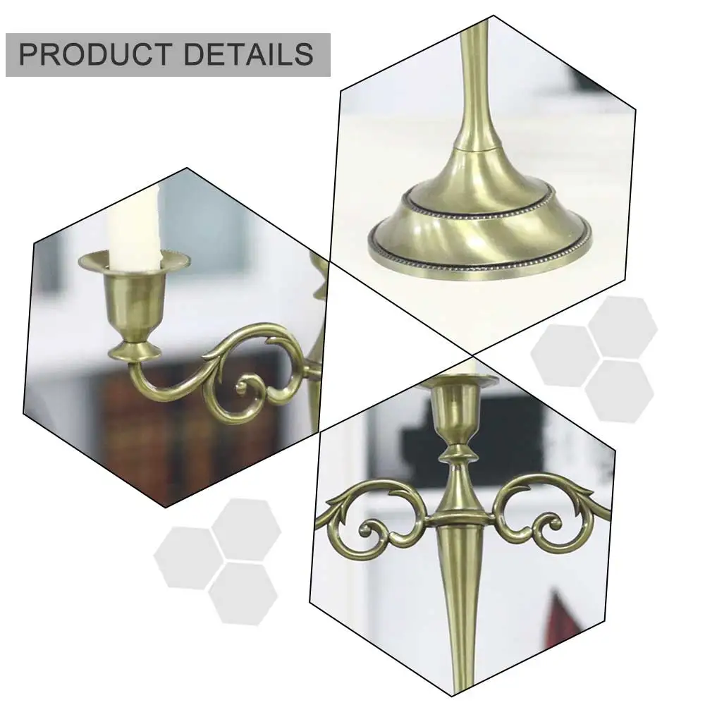 

Metal Candle Holder Retro 3/5 Arms Candelabra for Wedding Prop Candlelight Dinner Hotel Home Decoration Gift