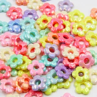50pcslot 20mm glitter colorful plastic flower loose beads holes acrylic spacer beads for making diy necklace bracelet jewelry