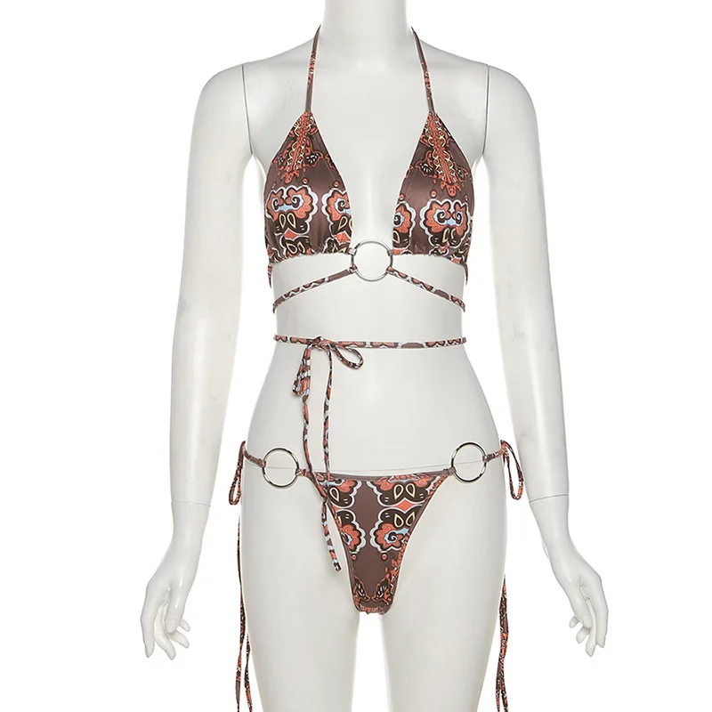 

BOOFEENAA Sexy Summer Print Bandage Swimsuit Women Clothing 2021 Bikinis Beautiful Beach Two Piece Set Bathing Suit C83-BZ10