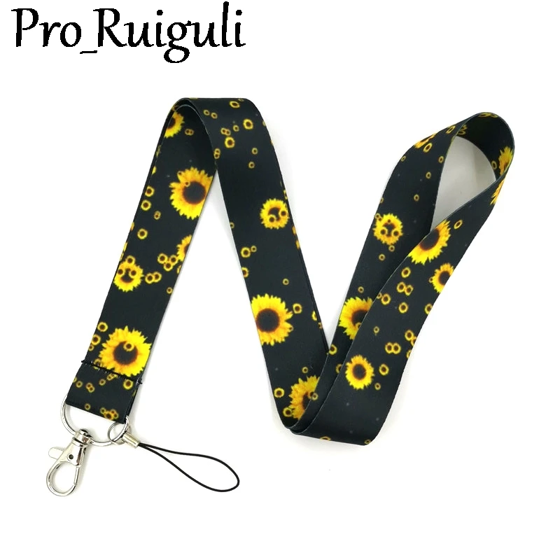

Sunflowers Neck Strap Lanyard keychain Mobile Phone ID Badge Holder Rope Key Chain Keyrings cosplay Accessories Gifts ribbons