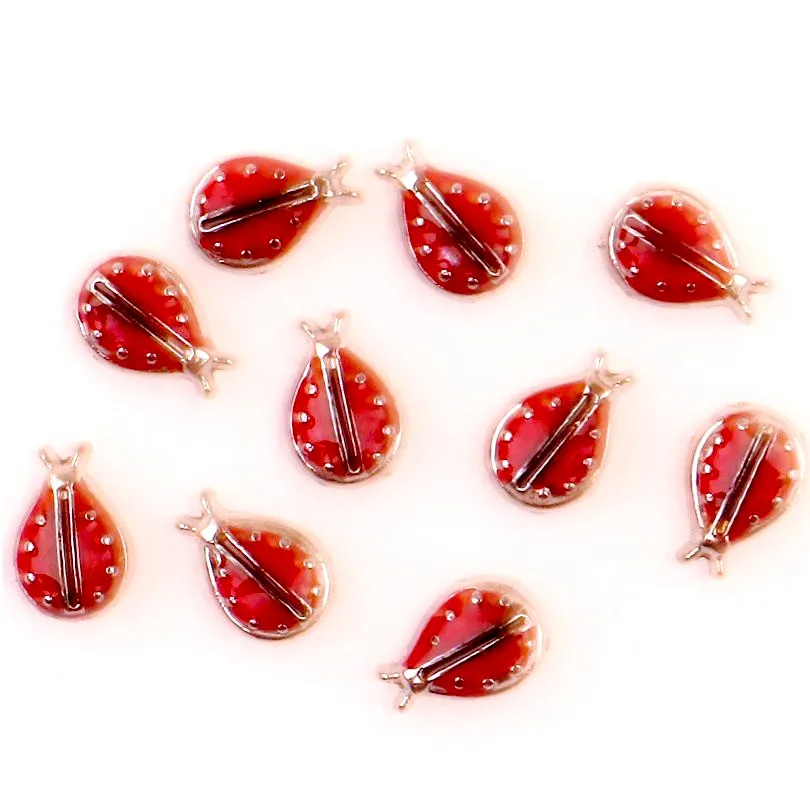 20 шт./лот Плавающие Подвески с красной эмалью в форме божьей коровки медальон