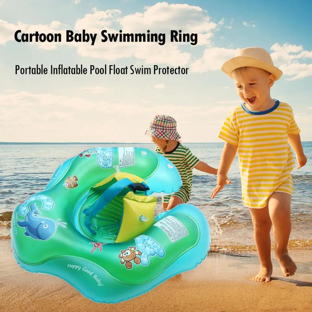 

PVC Cartoon Baby Swimming Ring Anti Rollover Portable Inflatable Pool Float Swim Protector For 1.5 months to 3 years old
