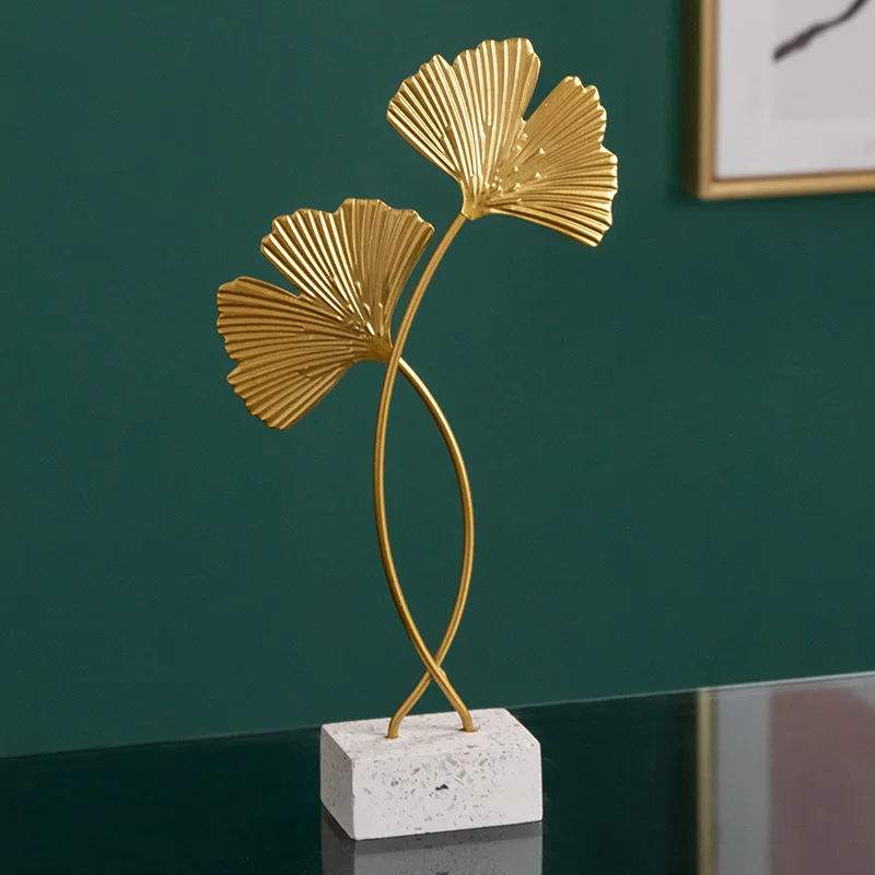 Light luxury gold wrought iron ginkgo leaf furnishing creative household table top wine cabinet soft adornment room decoration | Дом и сад