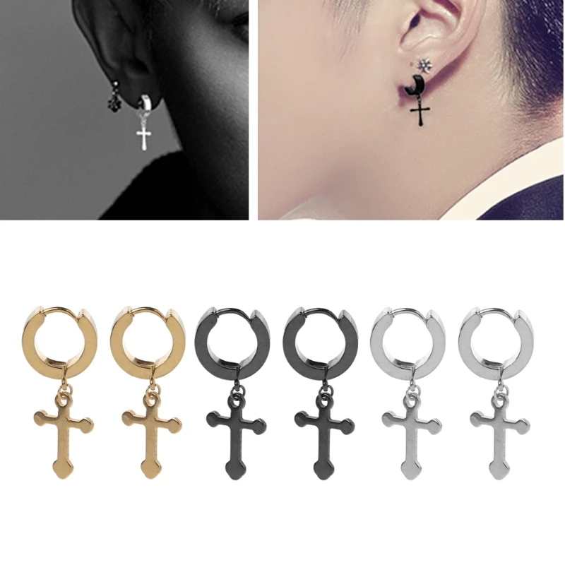Панк титановая сталь крест шпилька-Сережка для пирсинга унисекс ювелирные
