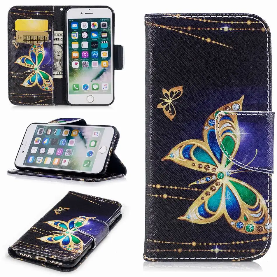Цветные кожаные чехлы для телефона для Apple iPhone 5 5S SE 6 6S 7 8 Plus X XS MAX XR Чехлы для книг с отделениями для карт Fundas DP07G