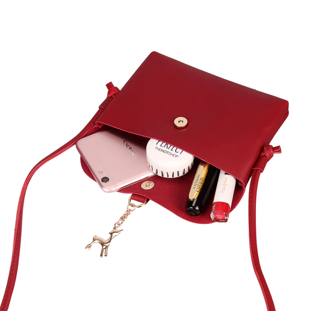 

Women Bags Korean Style Rectangle Shape Solid Color Cross Body Bag Flip Design with Deer Pendant Wild Fashion Shoulder Bag