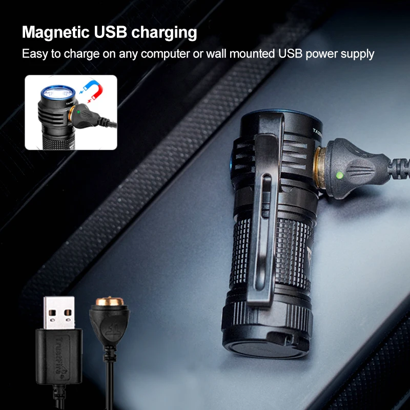 구매 Trustfire MC1 마그네틱 LED 손전등 충전식 2A 포켓 라이트 자석 미니 EDC 작업 램프 키 체인, IMR16340 배터리 포함