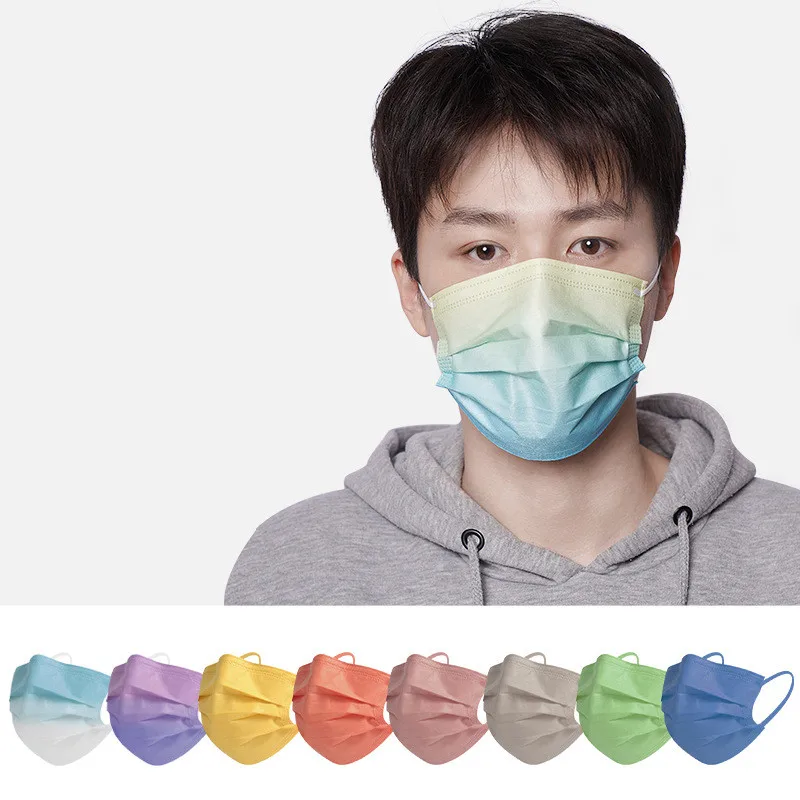 

10/50pcs Adult Disposable Face Mouth Mask Morandi 3ply Melt Blown Fabric Anti-dust Protective Breathable Mascarillas Masque Hot