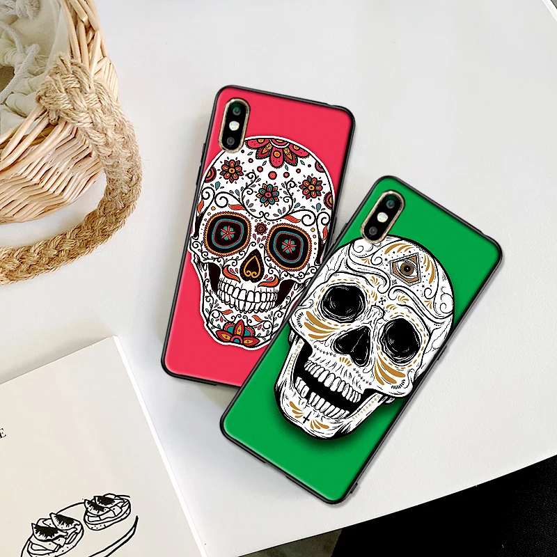 Skull Case For iPhone XS Max XR Soft Silicone Cover X 6 6S 7 8 Plus Coque Funda | Мобильные телефоны и аксессуары