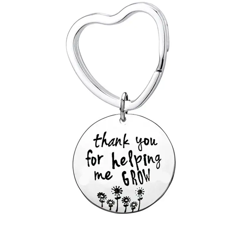 Europe and America Fashionable Stainless Steel Keychain Thank You For Helping Me Grow Teachers' Day Gift DIY Customizable Wholes