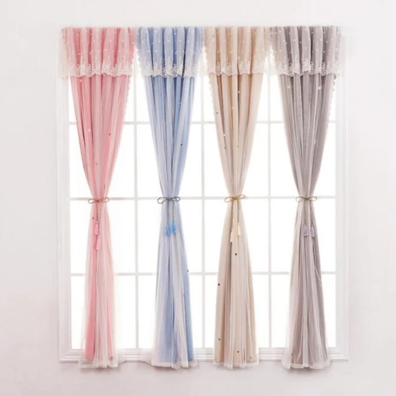 1 шт. занавеска на липучке без перфорации для девочки простая затеняющая спальни