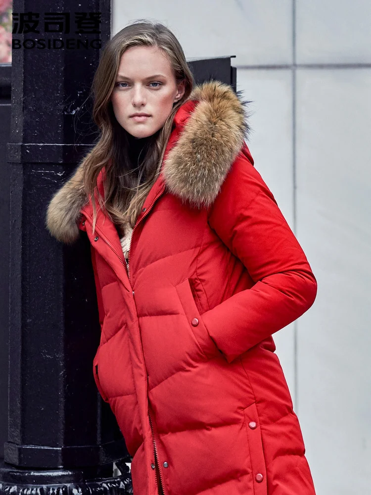 BOSIDENG Женская Повседневная зимняя парка белая куртка на утином пуху со съемным