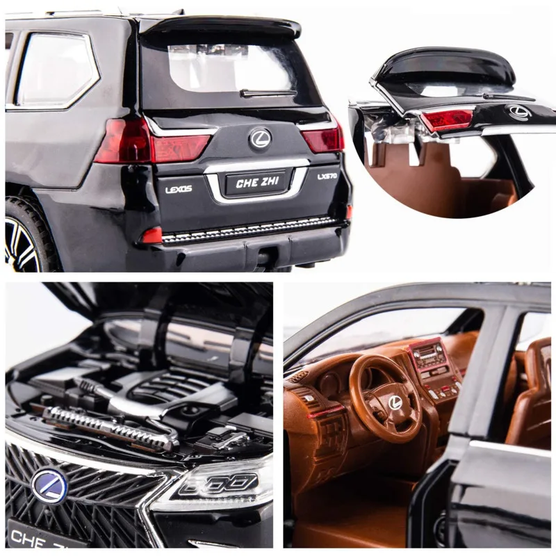 Модель автомобиля Lexus 570 из сплава со звуком и светом в масштабе 1:24 металлическая