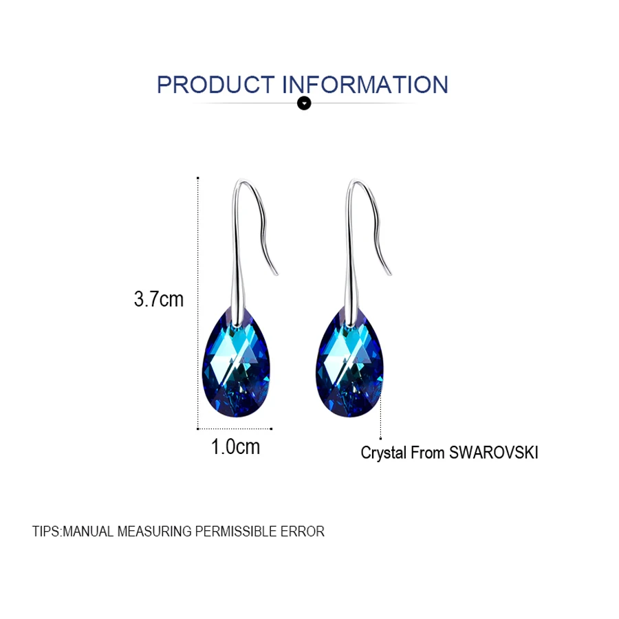 Серьги-капли воды для женщин новые модные Кристаллы от SWAROVSKI серебряный цвет кулон серьги-капельки с имитацией листьев ювелирные изделия подарок для девочки