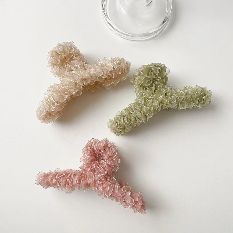 

Fashion Solid Big Hair Claws Elegant Colorful Lace Grip Hair Clips Hairpins Barrette Headwear for Women Girls Hair Accessories