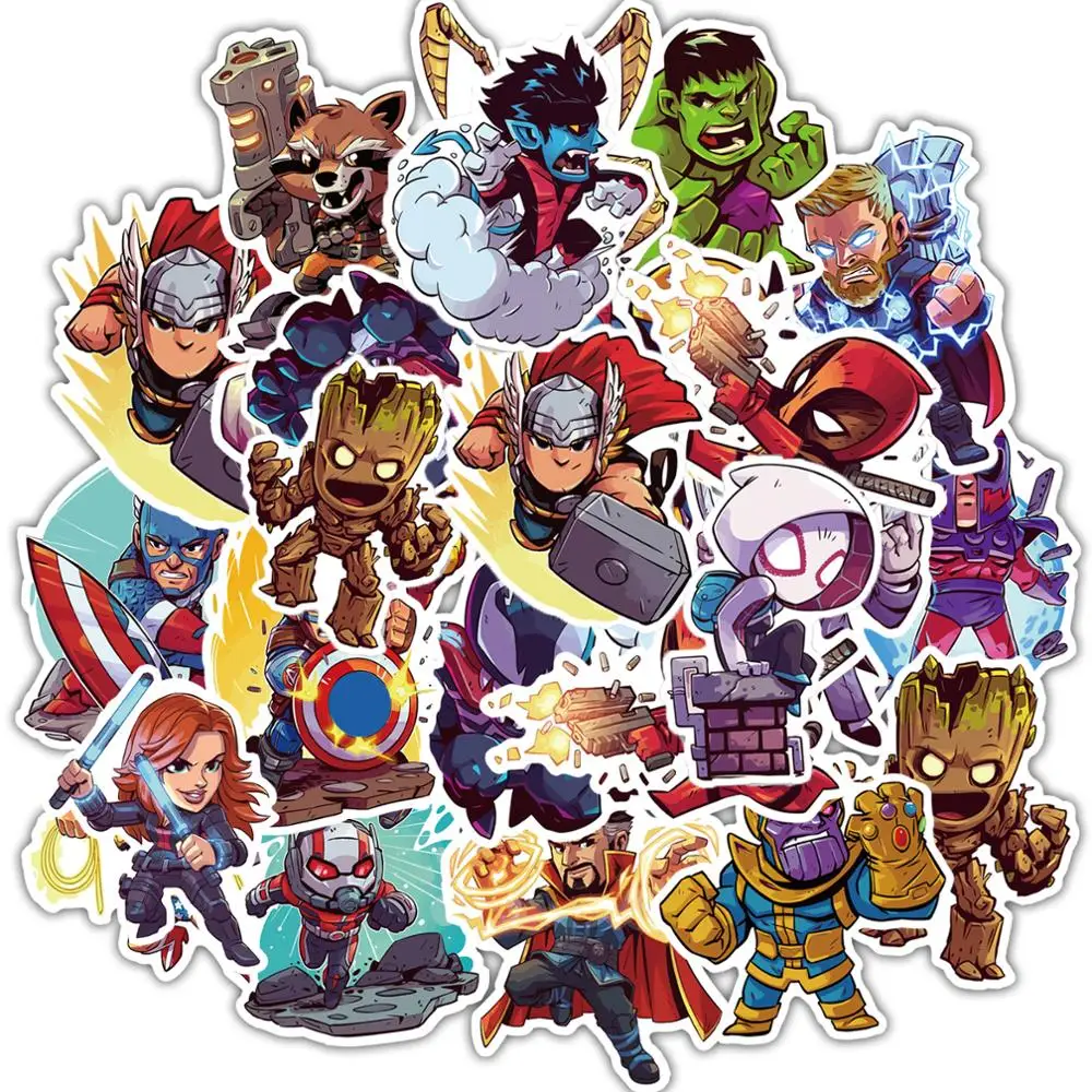 Disney 10/30/50 шт. мультфильм наклейки Marvel Мстители водонепроницаемый стикер чемодан