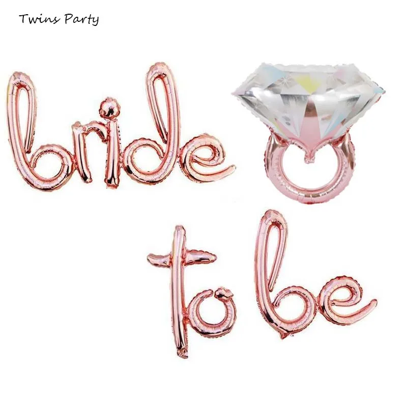 

Twins Rose Gold to be bride Wedding Ring balloon Bridal Shower Decor Hen Party Bachelorette Party Decorations Kits