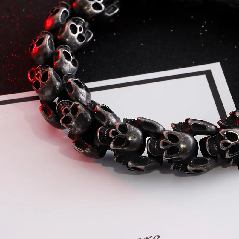 

Titanium Steel Skull Retro Bracelet Men's Bracelet Vintage Ornament Punk Exaggerated Style Charm Bracelets Skeleton
