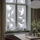 Наклейка на окно с белыми силуэтами птиц с оповещением, украшение для стеклянной двери, защита и спасение птиц, прозрачное украшение для дома