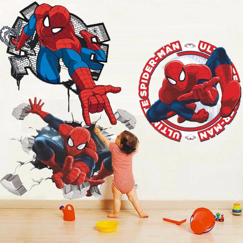 

Spiderman Wall Stickers For Kids Boys Rooms Spider Man Children Bedroom Home Decor Wallpaper Vinyl Nursery Decals Decorations