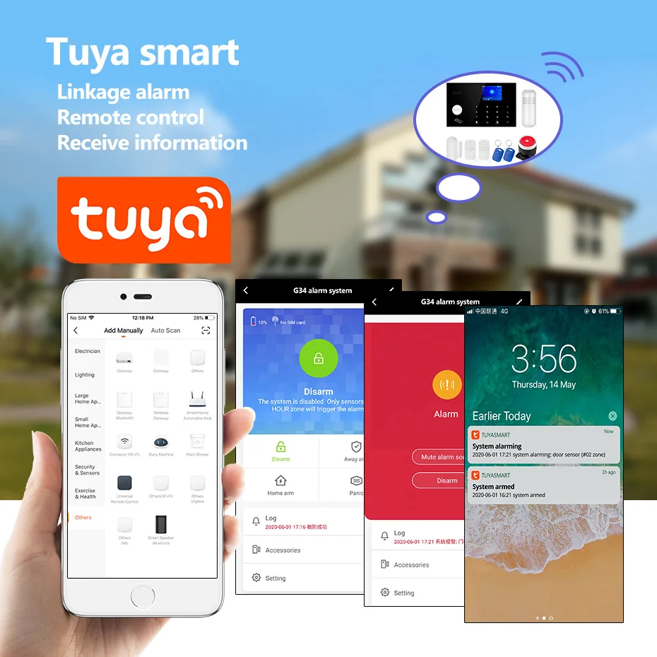 Towode Tuya Wi-Fi Беспроводной сигнализации Системы s G34 охранной Цвет 11 языков