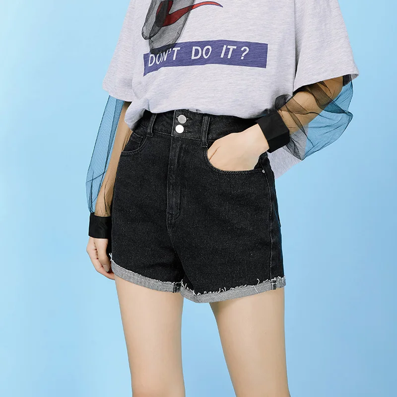LEIJIJEANS новинка большие размеры женские летние джинсовые шорты двубортные с