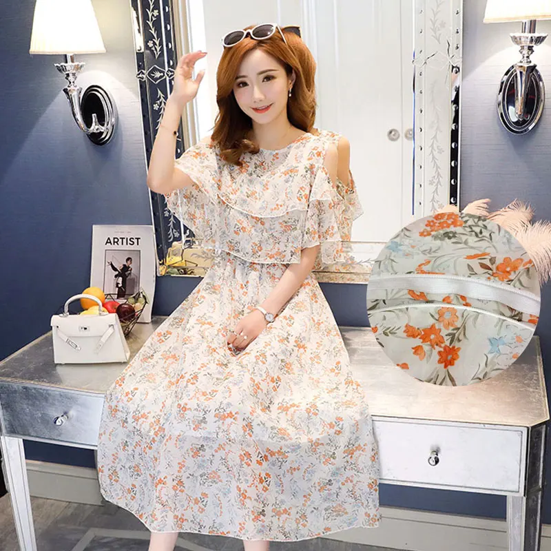Высококачественное шифоновое платье для кормящих мам летнее милое розовое с