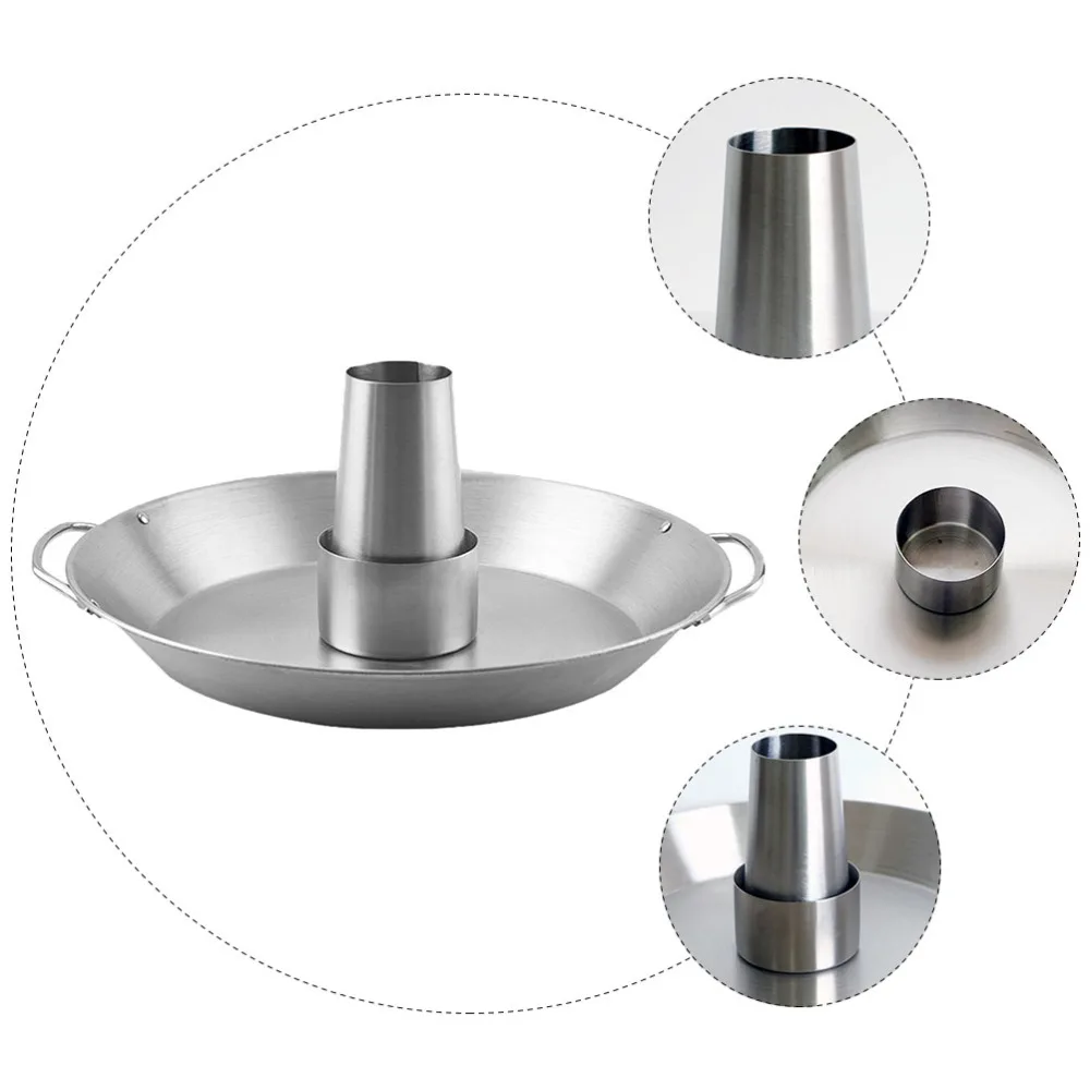 

Practical Grilled Chicken Holder Barbecue Rack Chicken Roaster Pan (Silver)