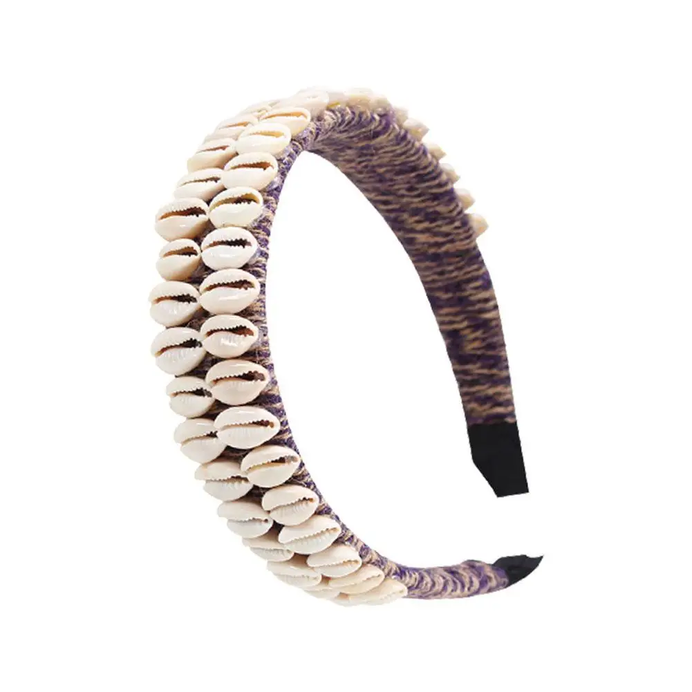 

New European American Creative 2021 Headband Shell Hemp Rope Straw Headdress Baroque Hairband Women Wide Side Hair Accessories