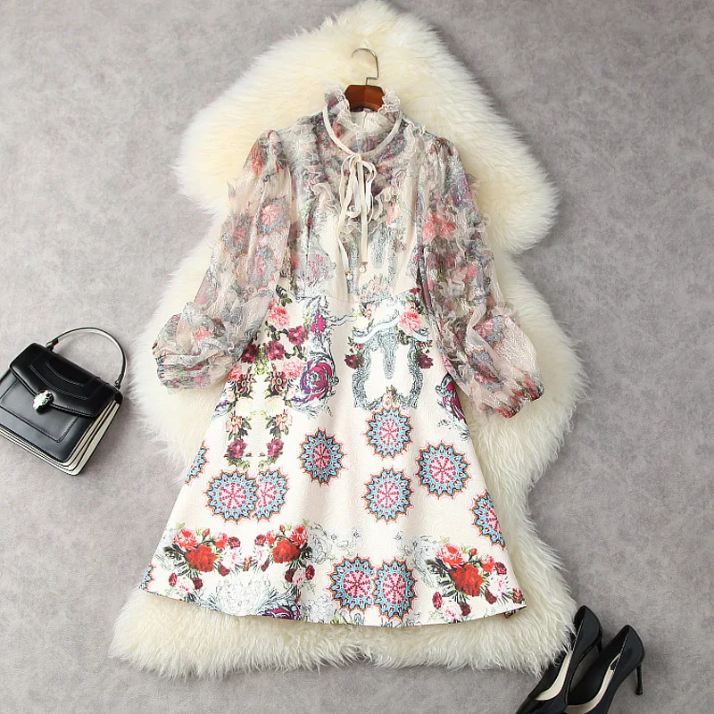 

Французское платье трапециевидной формы с длинным рукавом и кружевом Fengmu, осень 2021