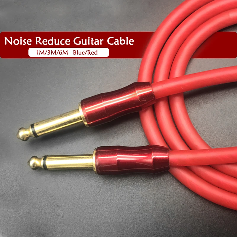 

Noise Reduce Guitar Amplifier Cable 6.35 to 6.35mm Gold Connector Jack Audio Cable for Eelectric Guitarra AMP 1.5/3/6M