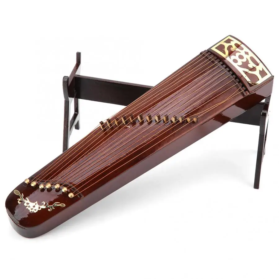 Деревянные маленькие китайские zither Музыкальные инструменты модели дисплей миниатюрные украшения ремесло Домашний декор