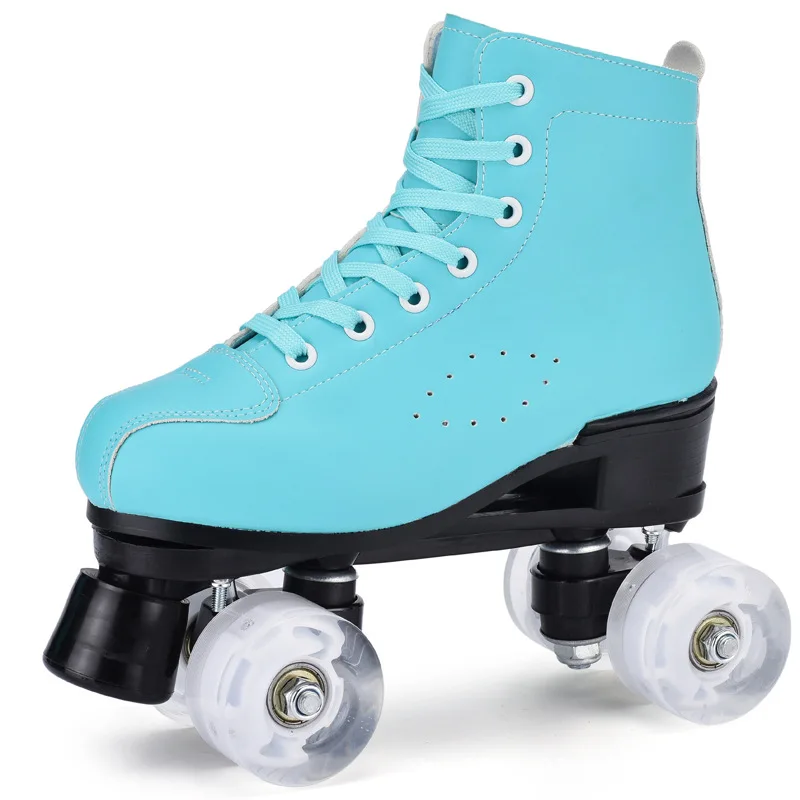 Woman Choice 5 Color Microfiber Leather Roller Skates Shoes 4-Wheels Outdoor Indoor Patines Skating Shoes Europe Size 36-45