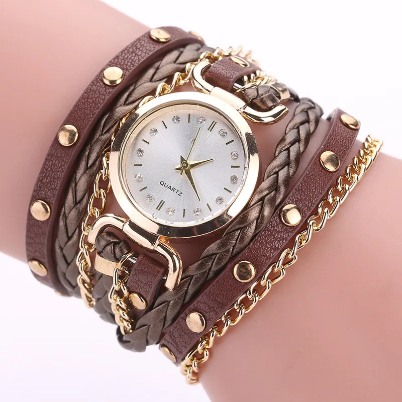 Женские часы-браслет Relojes Mujer винтажные плетеные кварцевые наручные часы из искусственной кожи Relogio Feminino