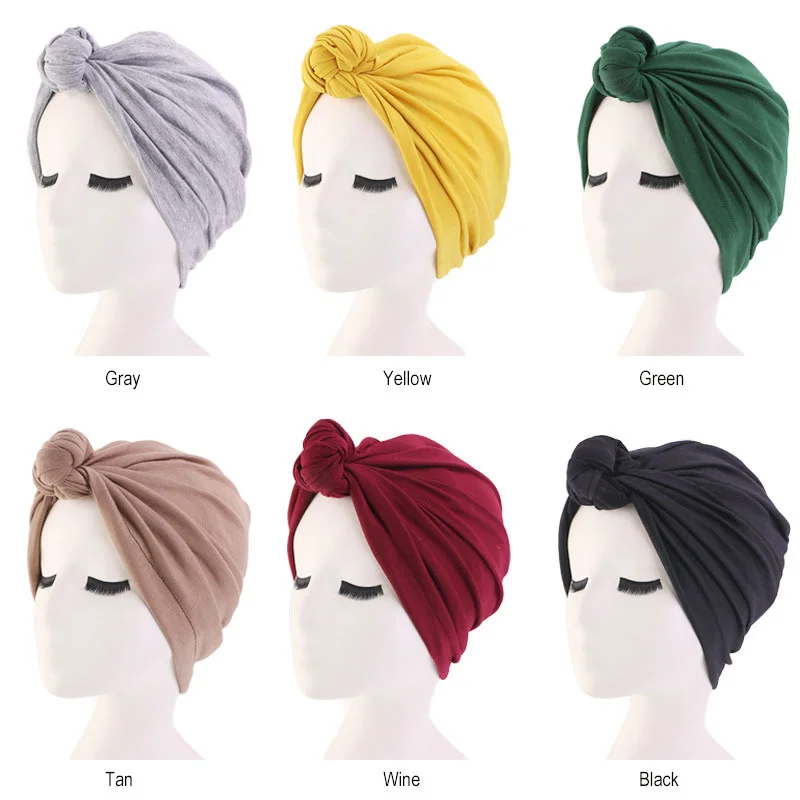 

New Knotted Turban Hat for Women Twist Knot India Hat Ladies Chemo Cap Fashion Headbands Women Hair Accessories twist headwrap